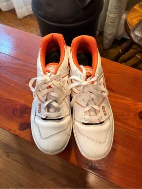 New Balance Men’s  White and Orange 550 Retro Sneakers